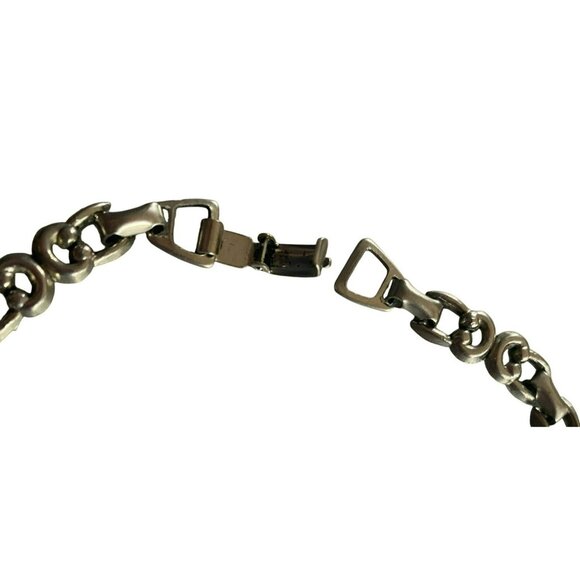 Vintage Unique Heavy Silver tone Chain-Link Necklace With Ornate Centerpiece 18 - Picture 5 of 6